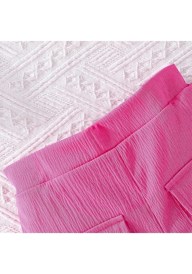 6m-5y Kız Çocuk Giyim Çocuk Yaz Kısa Kollu + Şort İki Parça Kız Çocuk Kısa Kollu Takım Kırmızı