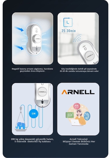 Arnell Cambaz Light WCR-2306 Cam Temizleme Robotu