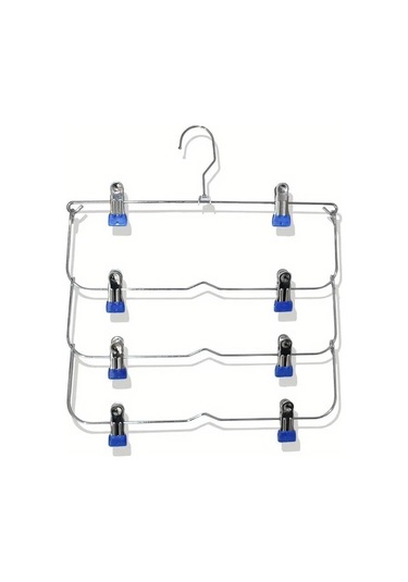 Chuangyinshop Siyah 8 Ayarlı Klipsli Katlanır Metal Pantolon Askısı - Gardırop Düzenleyici Siyah