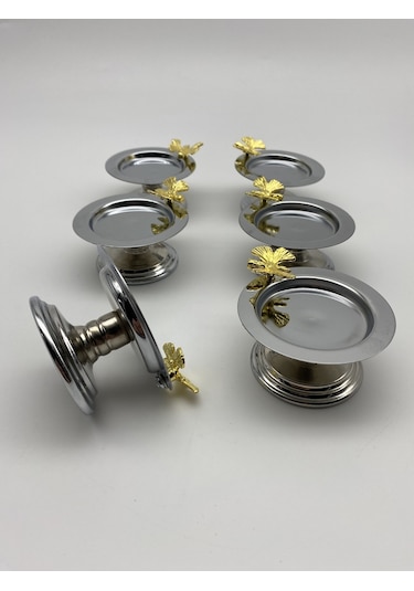 6'lı Gümüş Kelebekli Makaronluk, Kahve Yanı Sunumluk Şekerlik