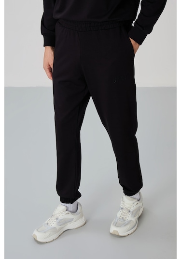 Tommy Life 85120 Casual O Yaka Lastik Paça Pamuklu Oversize Erkek Eşofman Takımı - Siyah