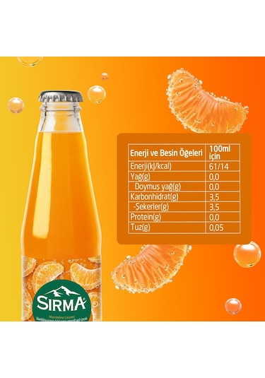 Sırma C Vitaminli Mandalina Aromalı Doğal Maden Suyu 200 Ml X 24 Adet