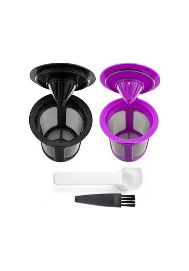 Fortunelane 2'li Kahve Filtre Kupsu Mor+siyah + Fırça Seti - Yenilebilir, Uyumlu Kullanım Diğer