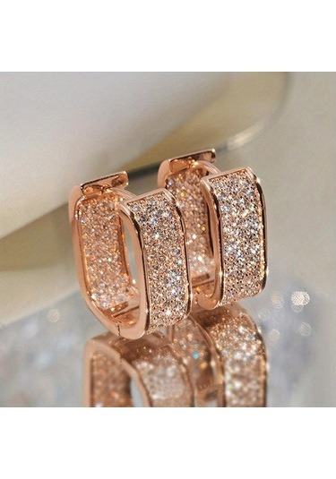 Rose Gold Kadınlar İçin Kübik Zirkonlu Lüks Moda Yüzükler, Altın Gelin Aksesuarları, Düğün Küpeleri, Sevgililer Günü Hediyesi, Takı Rose Gold