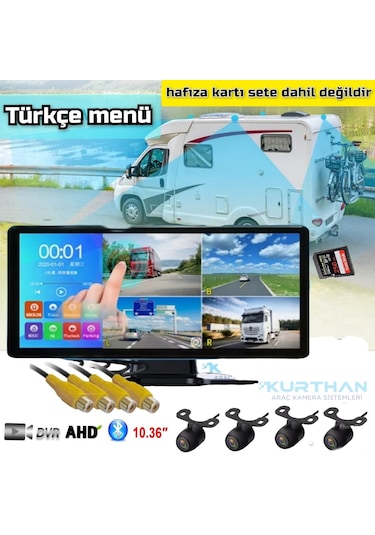 4 Kameralı 10,36 İnç Dokunmatik Mp5 Bluetooth 4k Ahd Dvr Set
