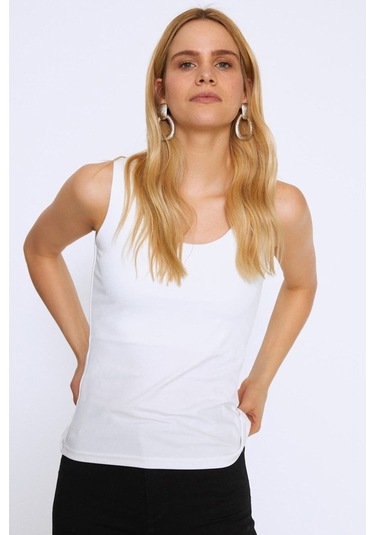 Quzu Kadın Beyaz Basic Bluz T-shirt - 15y60009-02 001