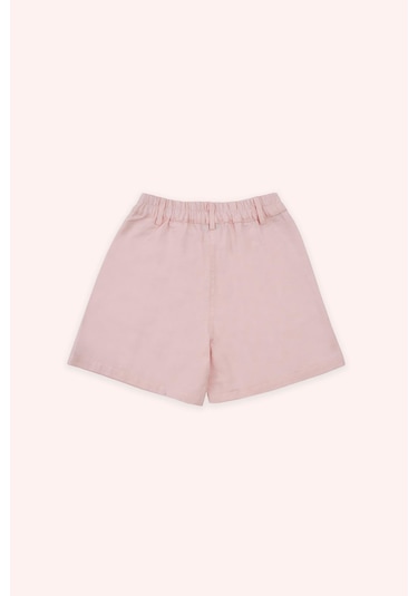 Panço Kız Çocuk Beli Lastikli Şort Pembe
