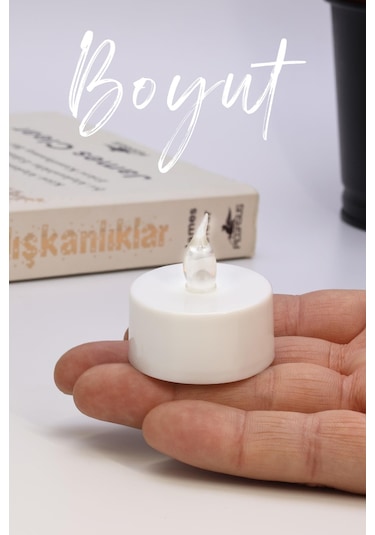 12 Adet Led Mum Tealight Mini Dumansız Pilli Alevli Dekoratif Yapay Mum Işıldak Beyaz 1036-2 Beyaz