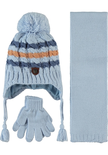 Kitti Erkek Çocuk Atkı Bere Eldiven Set 1-4 Yaş Bebe Mavi 24240600923w1-2