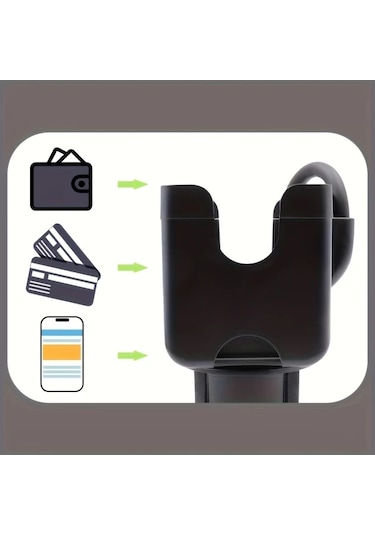 Dashanshop Siyah Abs Su Geçirmez Ayarlanabilir Araç Bardak Tutucu Telefon Standlı Çiftli