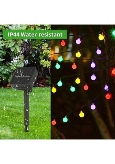 Hangfox Güneş Enerjili Toplu Işık Zinciri, 8 Mod, Ip44 Su Geçirmez, 8m 60 Led, Çok Renkli Çok Renkli