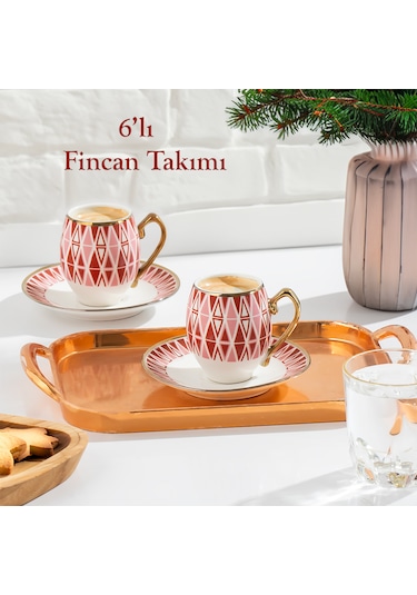 Porsima Mariposa Altın Yaldızlı 6 Kişilik 12 Parça Fincan Seti