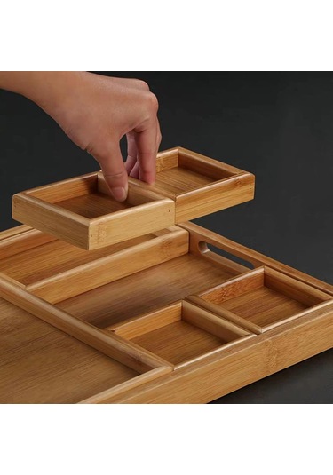 Meyve Tepsisi, Çay Töreni Aksesuarları Kombinasyonu Bambu Kurutulmuş Meyve Tepsisi Atıştırmalık Tabak Tutucu Ev Çay Töreni İçin