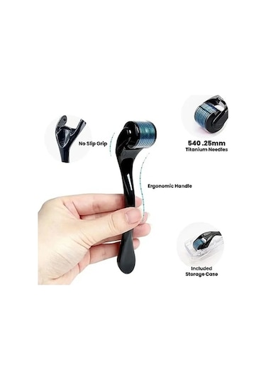 Novahub 540 Derma Rulo Mikro İğneler Saç Büyüme Yüz Masajı Cilt Bakımı Mavi Mavi