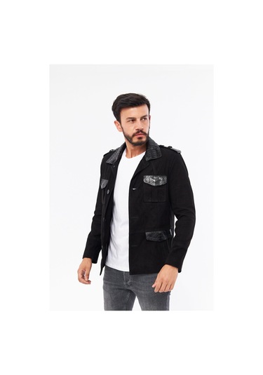 Derinss Der703p Hakiki Piton Garnili Hakiki Deri Erkek Siyah Mont