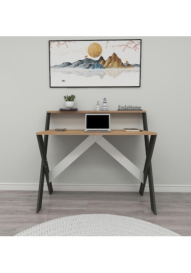 X Ayaklı Ders Çalışma Masası Bilgisayar Masası 50x90 Cm Çam & Gri