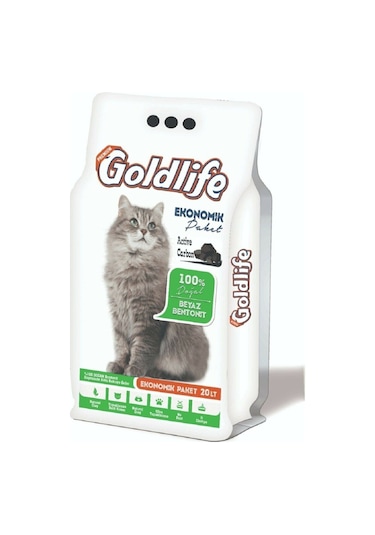 Goldlife Active Carbon İnce Topaklaşan Bentonit Kedi Kumu 20 L