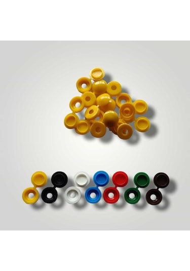 100 Adet Menteşeli Siyah Plastik Vida Kapağı, Vida Gizleme Kapağı