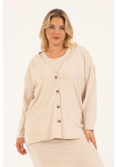 Myline Basic Triko Hırka - Bej