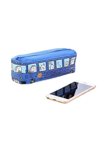Öğrenci Kırtasiye Kalem Kutusu Otobüs Kalem Kutusu Erkek Ve Kadın Tuval Kırtasiye Kutusu Oyuncaklar 9z1b6v Açık Mavi
