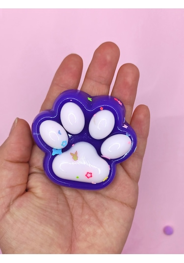 Pati Taba Squishy Kedi Pati Sıkma 7 Cm Pullu Pati Sukuşi - Mor