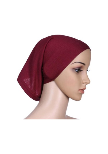 Kahverengi Yüz Altında Eşarp Tüp Kaput Kap Kemik İslam Kadın Baş Örtüsü Başörtüsü Kahverengi