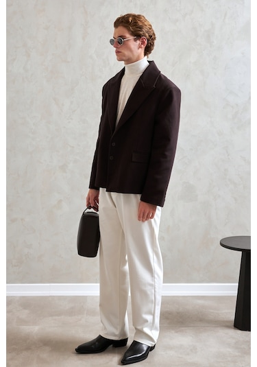 Hyman Erkek Oversize Blazer Ceket Kahverengi