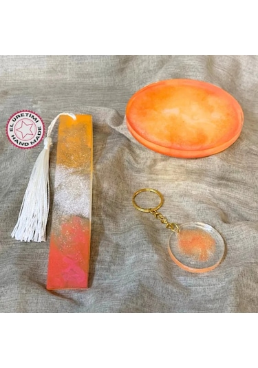 Uretti - Yasemen 7822 - El Yapımı Epoksi 3'lü Set Turuncu