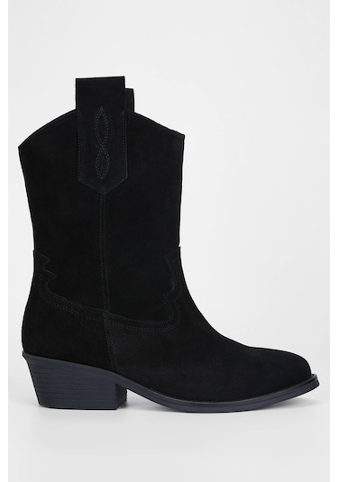 Tamer Tanca Kadın Hakiki Deri Siyah Süet Western Bot 231 2068 Bn Bot Sk23/24 Sıyah Suet