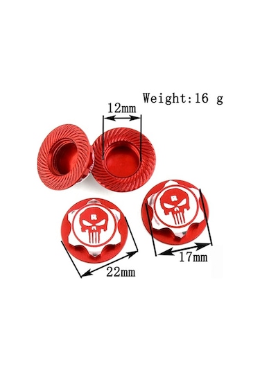 Novahub Traxxas X-maxx/summit İçin 4 Adet 17mm Kırmızı Metal Jant Somunu Seti