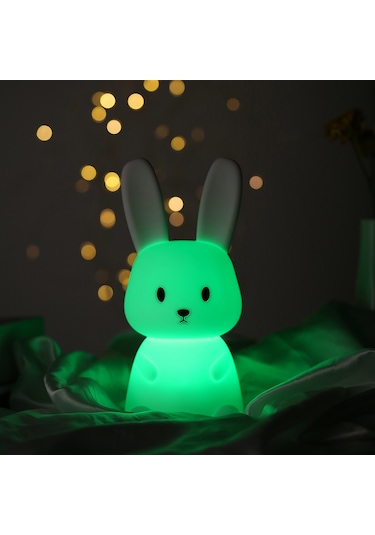 Tavşan Gece Lambası Renkli Gece Lambası Tavşan Şekilli Gece Lambası Led Silikon Lamba Doğum Günü Festivali Kızlar Bebek Çocuklar İçin