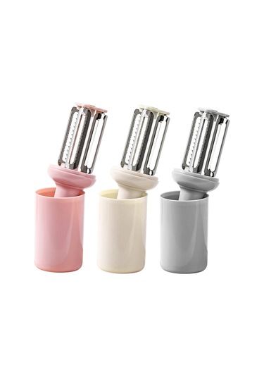 Aubyhe Pembe 3'ü Bir Arada Ev Çamaşırı: Meyve Sebze Soyucu, Dilimleyici, İncikleyici Ve Zencefil Değirmeni - 14x4 Cm Paslanmaz Çelik Bıçaklı Abs Tutamalı Diğer