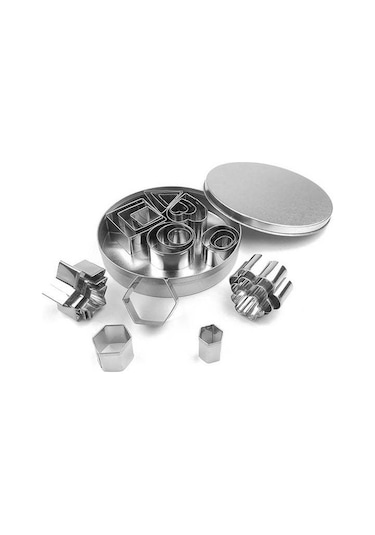 Kangvka 24'lü Paslanmaz Çelik Pasta Kurabiye Kalıbı Seti - Dıy Fırın Aletleri, Çeşitli Boyutlar, Tekrarlı Kullanım, Dayanıklı Gümüş