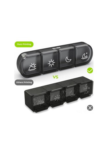 Padalink 7 Günlük 28 Bölmeli Sağlık İlaç Kutusu - Taşınabilir Abs+pp Saçma Aletleri Depolama Kutusu Siyah Siyah