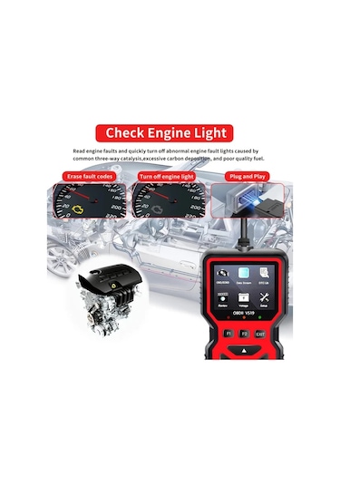 Lumaworld Siyah Obd2 Okuyucu Araç Tanılama Cihazı Canlı Veri Akışı Ev Uyumlu Tüm 1996 Sonrası Arabalar İçin