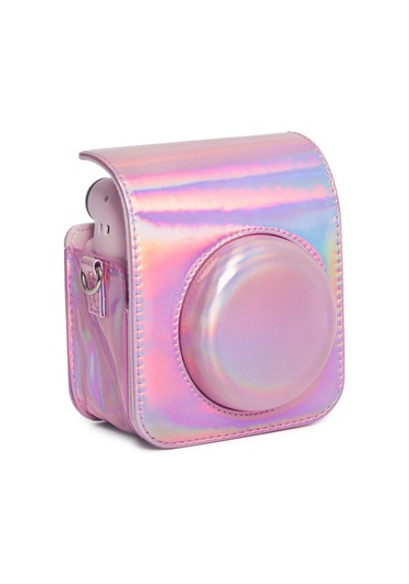 Instax Mini 12 Makine Uyumlu Pembe Parlak Deri Kılıf