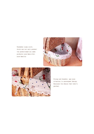 Pazly Cbtx Keten Hasır Battaniye, M - Kırmızı Izgara, Ev Depolama Kutusu Açık Hava Piknik Sepeti Ahşap