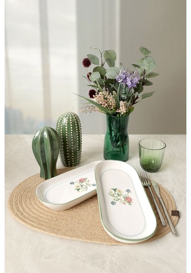 Keramika Rose Line Noyan Kayık Tabak 26 Cm 2 Adet 22913 Çok Renkli