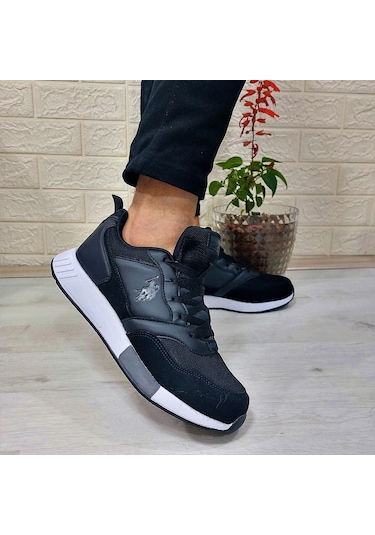 U.s.polo Janko Siyah Faylon Hafif Taban Erkek Spor Ayakkabı Siyah
