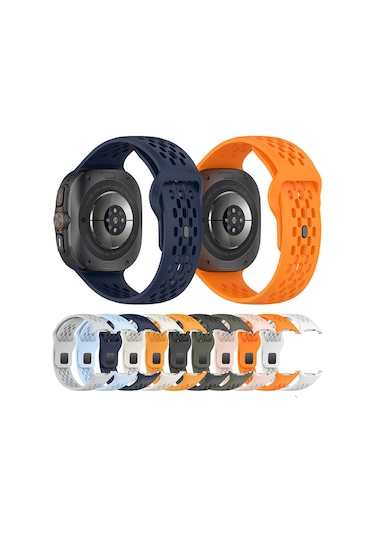 Galaxy Uyumlu Watch Ultra 47mm Hgea Krd-119 Delikli Tasarım Silikon Kordon-siyah