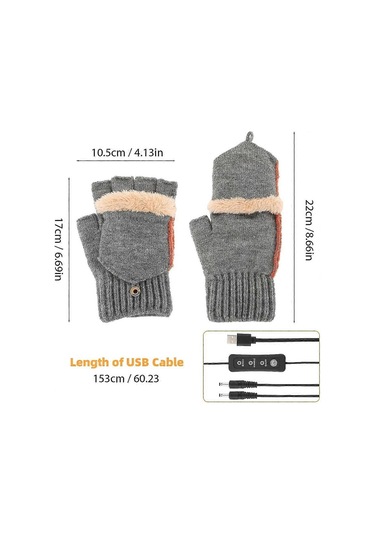 1 Çift Usb Isıtmalı Eldiven, 3 Sıcaklık Ayarlı Isıtmalı Kış Eldivenleri, Bilgisayarda Sıcak Eller İçin Kış Eldivenleri Fmy