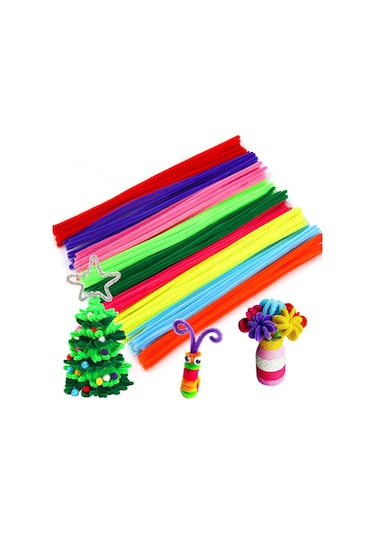 300 Adet. Şönil. 30 Cm. Tüylü Tel. Eğitici Şönil Seti. Renkli Tel
