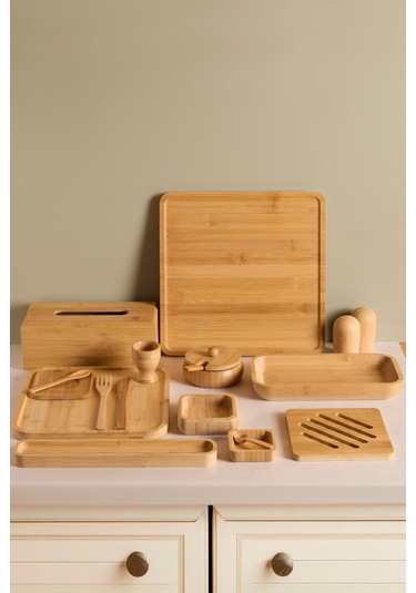 Rumeli Bambu 67 Parça 6 Kişilik Kahvaltı Takımı Kahverengı Kahverengi