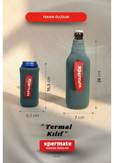 Xpermate Termal İçecek Kılıfı Sıcak & Soğuk Tutan Kutu Bira Termal Kılıf 0,5l Gri