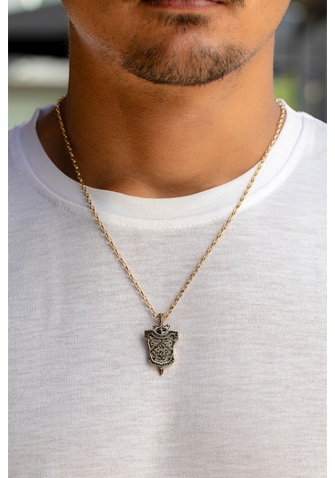 14 Ayar Altın Şövalye Zırhı Erkek Kolye