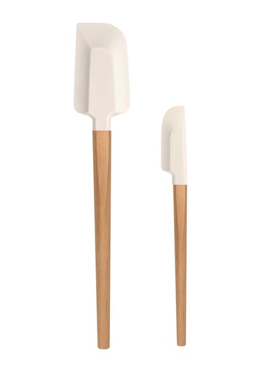 Xindoker Gıda Seviyesi Sıcak Dayanıklı Silikon Spatula Seti: Büyük Ve Küçük Yuvarlak Uçlu Hamur Kaşığı, Pasta Sıvama Ve Krema Dağıtma Araçları Ahşap