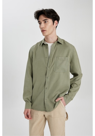 DeFacto Regular Fit Basic Düz Tensel Uzun Kollu Gömlek B2907AX24SPKH465