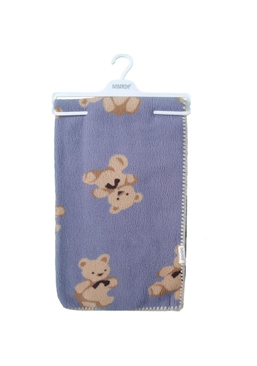 95076 Ayı Desenli Wellsoft Bebek Battaniyesi Ekru