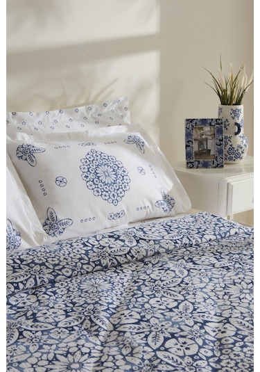 Karaca Home Ida %100 Pamuk Çift Kişilik Pike Takımı Mavi Mavi