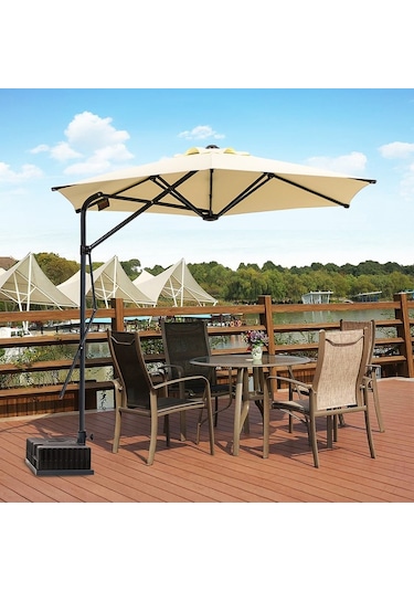 Sahra 250/6 Yandan Gövdeli Bahçe Şemsiyesi - Krem Krem